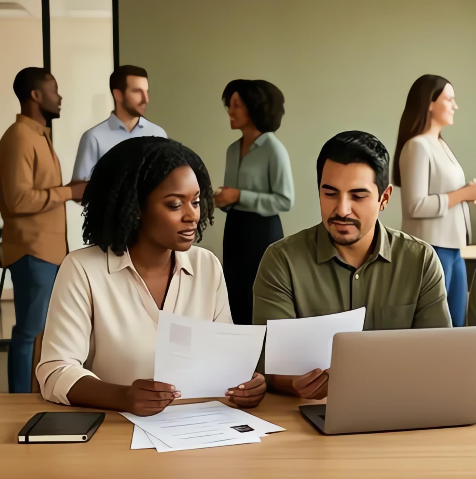 Small business owner welcoming a new employee on their first day